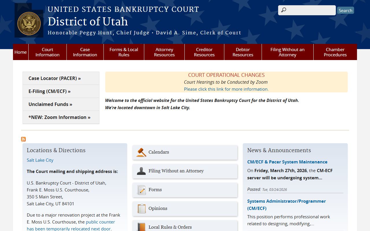 U.S. Bankruptcy Court District of Utah Salt Lake City bankruptcy records