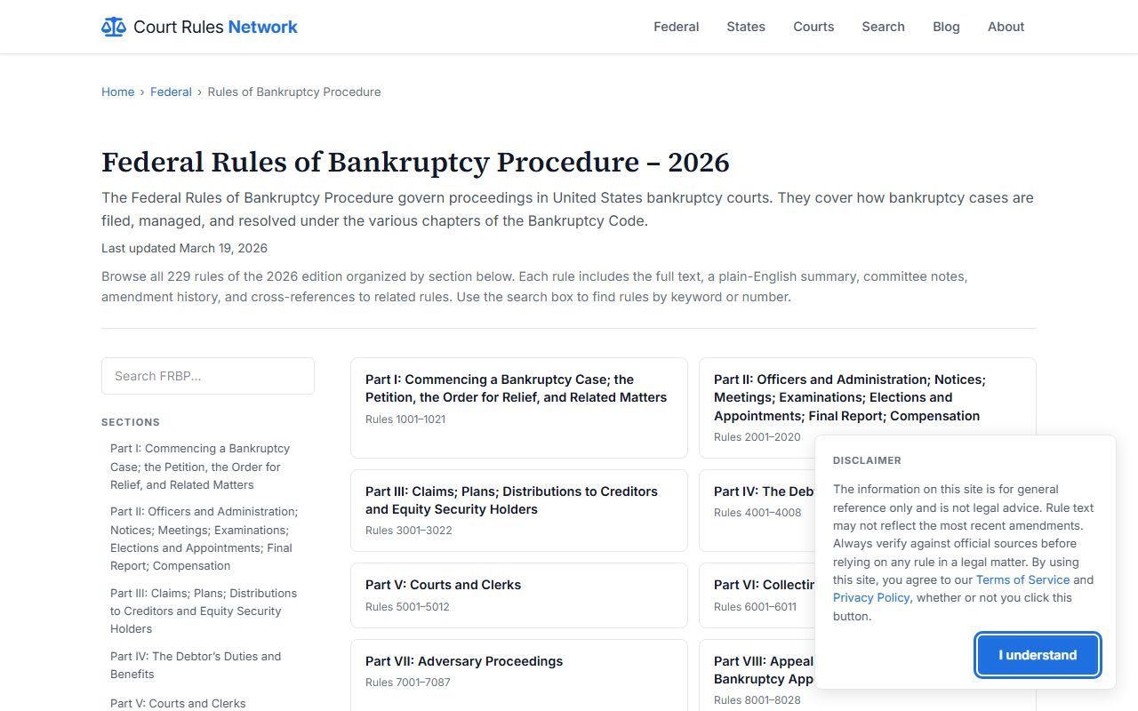Federal Rules of Bankruptcy Procedure governing Utah bankruptcy court records